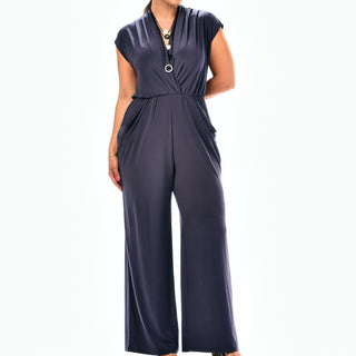 Pocketed Surplice Jumpsuit