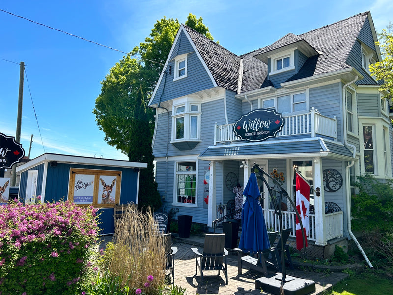 The Willow Boutique storefront on Main Street in Brighton, Ontario